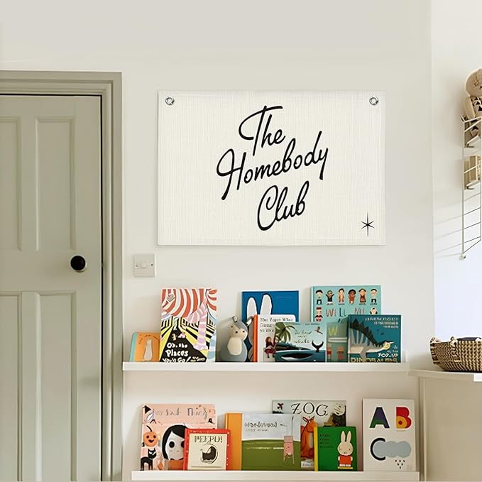 Lacama The Homebody Club Flags Banner,Trendy College Dorm Bedroom Wall Art for Home Living Room Decor,Aesthetic Apartment Wall Art Decor Wall Hanging Banner Flag,30x20 Inch