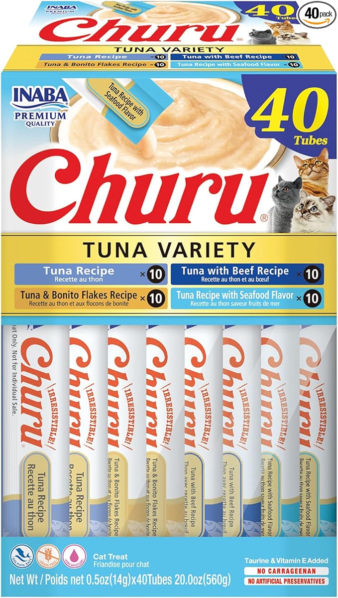 INABA Churu Cat Treats, Squeezable Creamy Purée Cat Treat by INABA