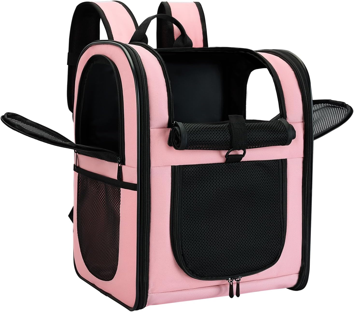 Apollo Walker Dog & Cat Carrier Backpack for 4-15lb Pets - Ventilated Safe Design with Padded Back Support, Breathable Mesh Pet Backpack for Hiking, Travel, Outdoor (Pink)
