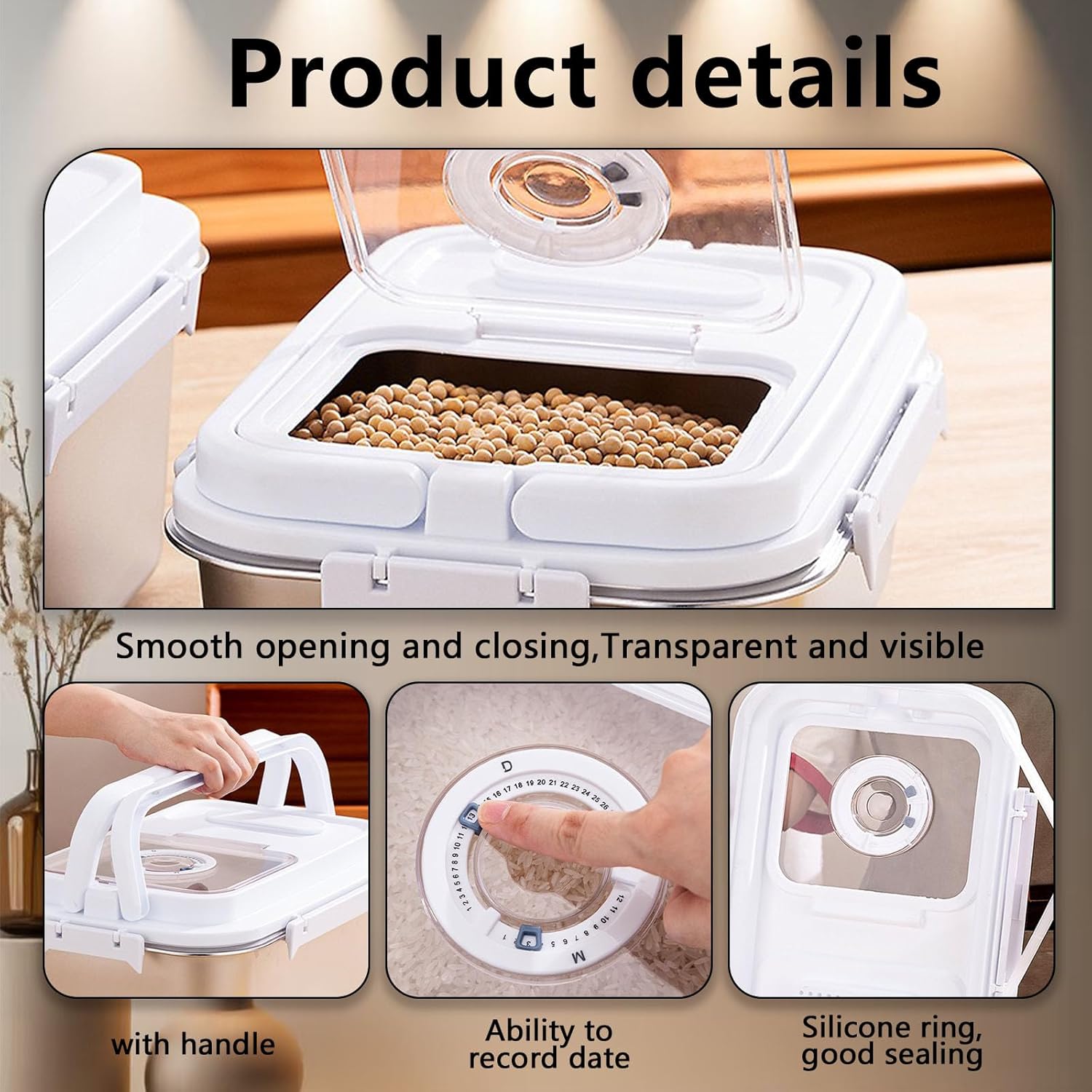 Sanbo Dog Food Storage Container Stainless Steel with Scoop, Airtight Pet Metal Food Storage Bin,Cat Food Canister,Storage Box with Date Tracker for Kitchen (Sliver, 10L)