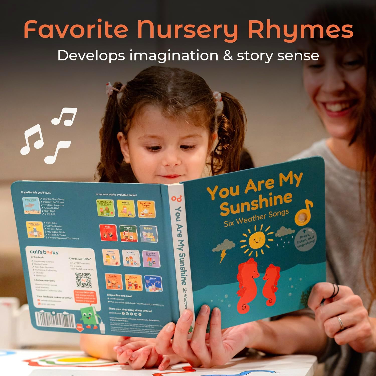 Cali's Books You are My Sunshine Nursery Rhymes | Interactive Sound Book | Musical Toys for Toddlers 1-3 | Sound Book for Babies and Toddlers | Interactive Baby Learning Toy.