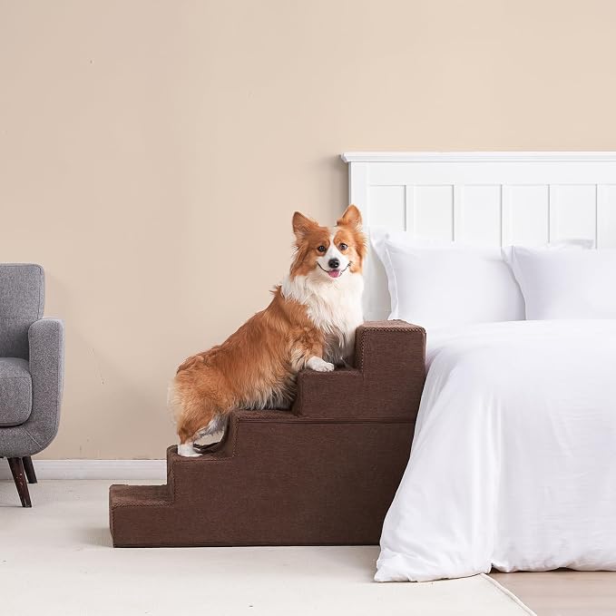 EHEYCIGA Dog Stairs for High Bed 25" H, 5-Step Extra Wide Dog Steps for Bed - Image 5