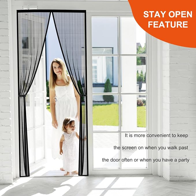 Reversible Left Right Side Opening Fiberglass Magnetic Screen Door, Fit Door - Image 4