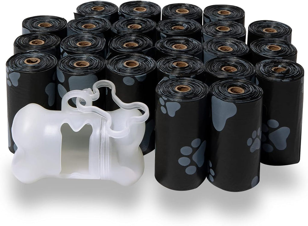 Best Pet Supplies Dog Poop Bags (360 Bags) for Waste Refuse Cleanup, Doggy Roll Replacements for Outdoor Puppy Walking and Travel, Leak Proof and Tear Resistant, Thick Plastic - Black