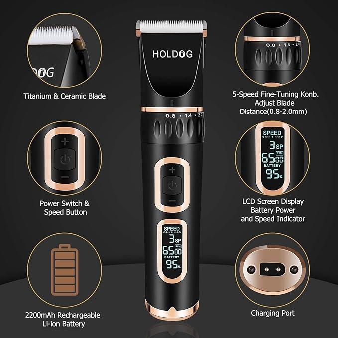 Dog Clippers Professional Heavy Duty Grooming Clipper 3-Speed Low Noise High - Image 2