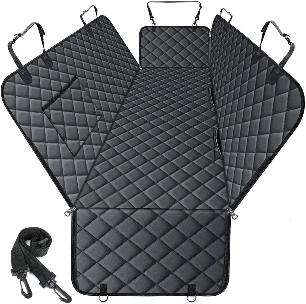 Waterproof Dog Car Seat Cover for Back Seat - Durable, Scratch Proof Pet Hammock with Nonslip Design & Storage Pockets, Fits Cars, SUVs, Trucks- S, Black