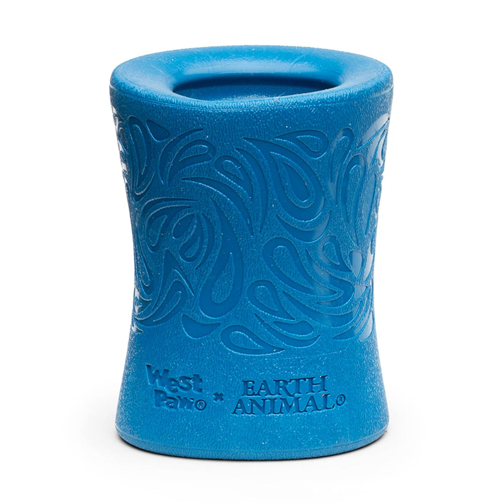 WEST PAW Funnl Dog Chew Toy - Interactive Treat Toys for Dogs - Toy Fillable with Earth Animal No-Hide Chews - Large 4.25" Marine | Made in USA
