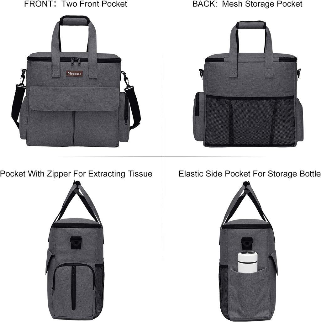 Modoker Airline Approved Pet Travel Bag, Weekend Dog Travel Set for Dog and Cat, Airline Approved Tote Organizer with Multi-Function Pockets 2 Food Storage Containers, 2 Collapsible Bowls (Dark Gray)