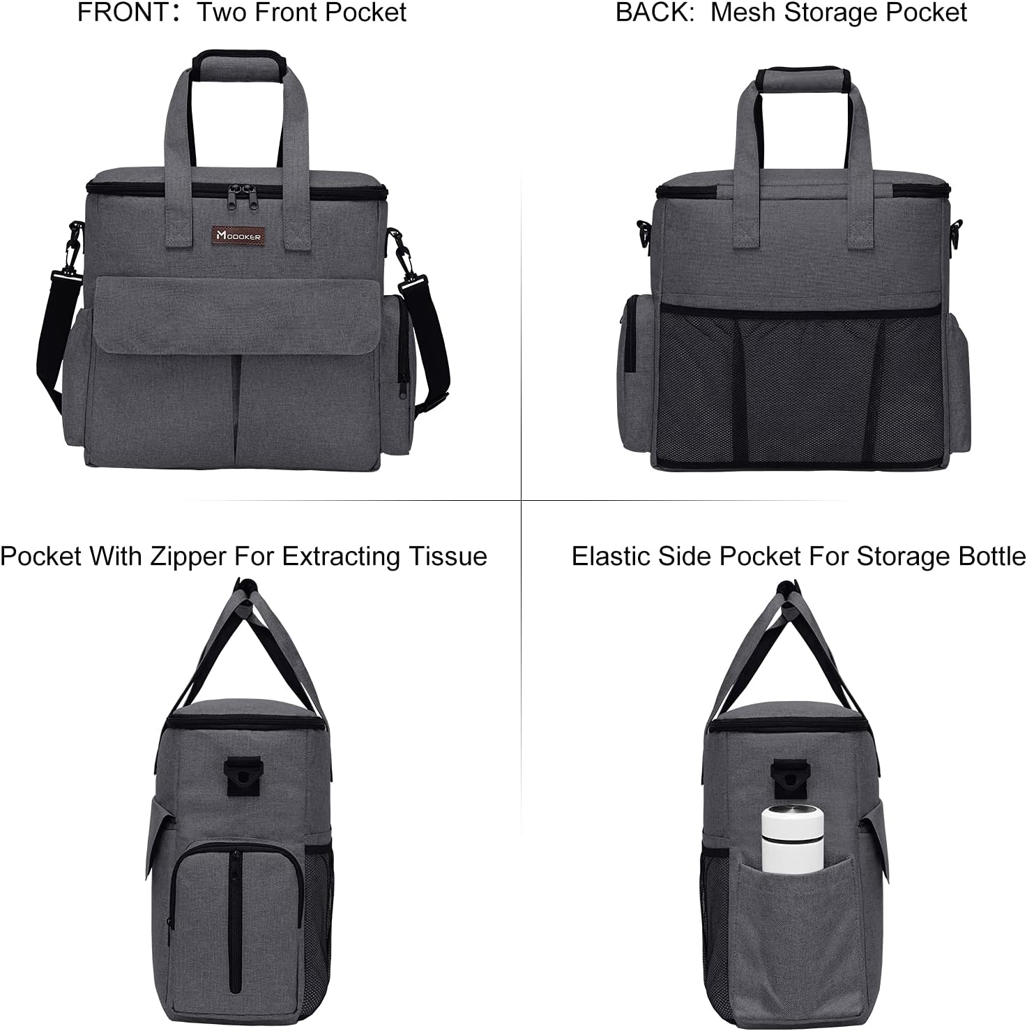 Modoker Airline Approved Pet Travel Bag, Weekend Dog Travel Set for Dog and Cat, Airline Approved Tote Organizer with Multi-Function Pockets 2 Food Storage Containers, 2 Collapsible Bowls (Dark Gray)