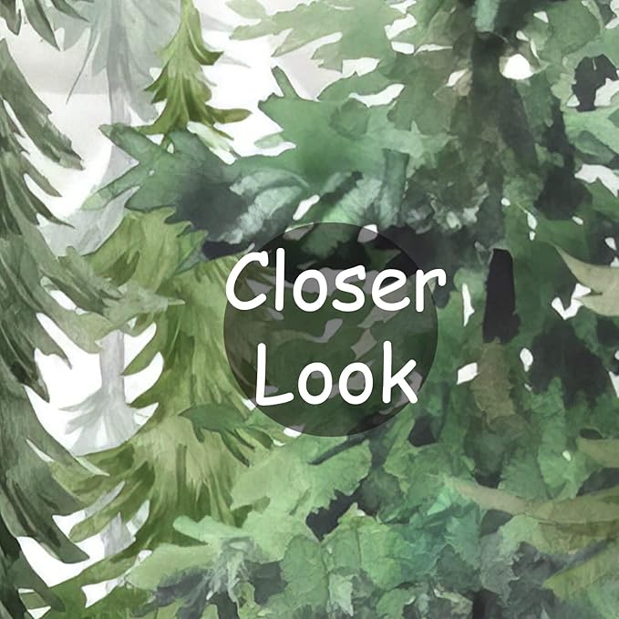 Forest Wallpaper Watercolor Green Woodland Mural Wallpaper for Nursery Room (Not Peel n' Stick)