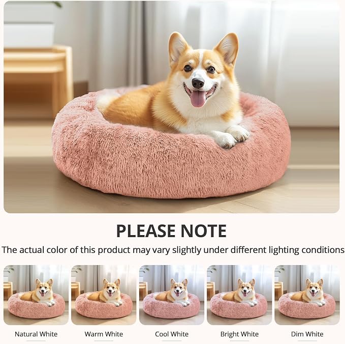 JOLLYVOGUE Calming Dog Bed Medium Size Dog, 31in Donut Washable Medium Pet Bed - Image 8