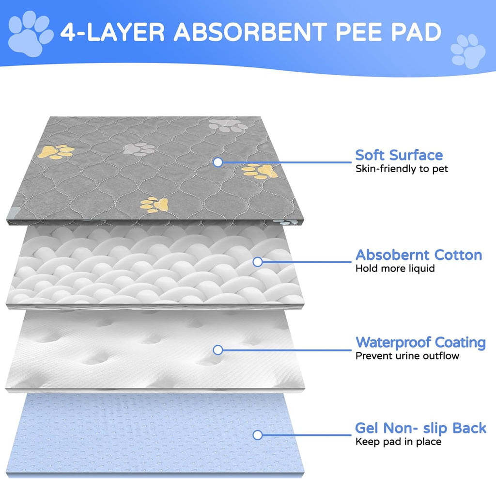 Aitmexcn Washable Puppy Dog Pee Pad, 100% Waterproof Whelping Training Mat for Puppy/Senior Dog, Fast Drying Reusable Puppy Pads for Indoor, Outdoor and Car Travel- 72'' x 72'' Llight Gray 1PC