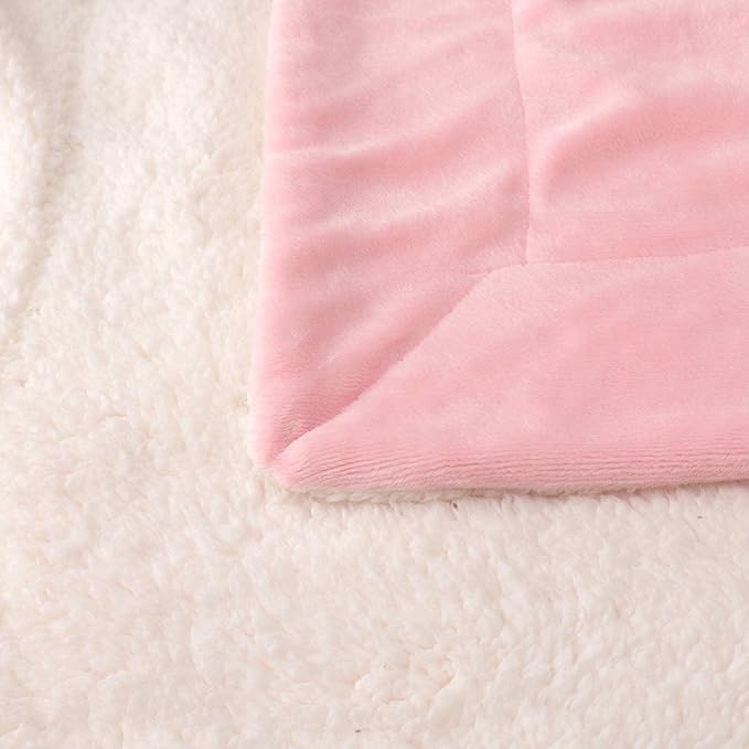 NANPIPER King Size Sherpa Blanket, Soft Fleece Throw for Bed, Reversible Thick Fuzzy Blanket for Winter (Pink, 90x108 inches)