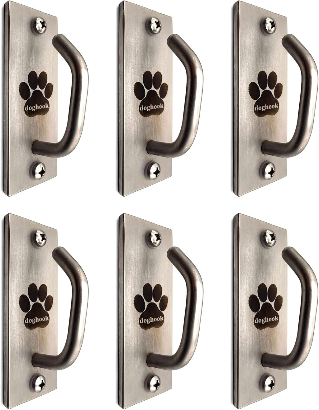 Canine Hitch- Secure Dog Leash Parking Mounted Indoor – Outdoor Wall Hook - Tie Out Stainless Steel Practical Lead Management for Home & Business, Standard Size 6 Pack