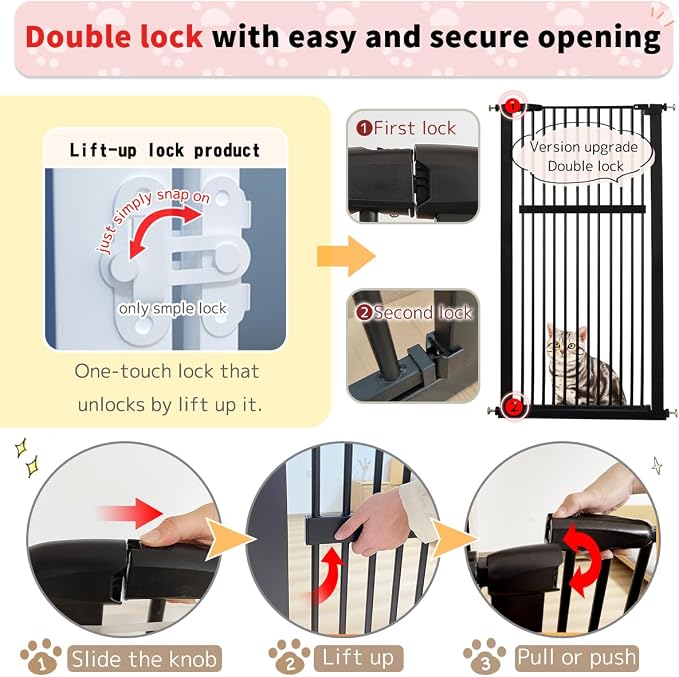 Lumizone Extra Tall Pet Gate 55.12" High Pressure Mounted 34.06"-38.38" Extra - Image 8