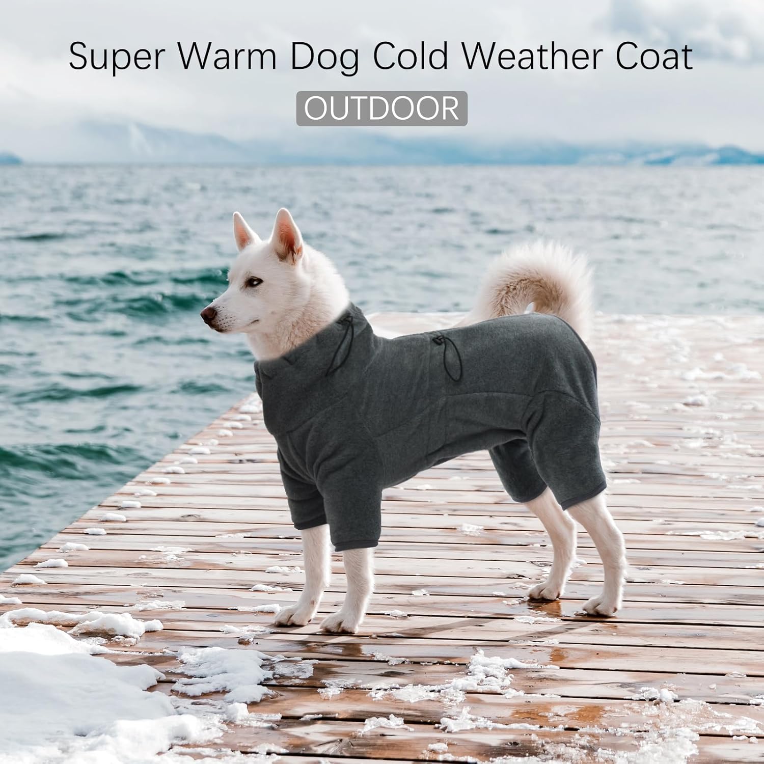 ROZKITCH Large Dog Sweaters for Male Dogs, Pet Windproof Warm Cold Weather Jacket Vest Cozy Jumpsuit Apparel Outfit Clothes for Small Medium Large Dog Walking Hiking Sleep Grey 2XL
