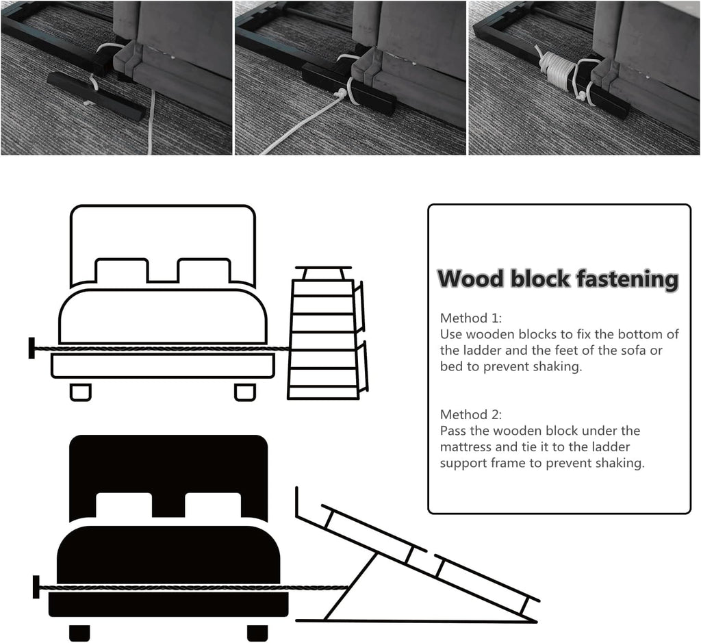 Pet Ramp Folding Portable Wooden Dog & Cat Ramps for Couch or Bed, Including Non Slip Mat & Safety Side Rails, 64.2 Inch Long and Height Adjustable from 13.4 Inch to 38 Inch Up to 110 Lbs