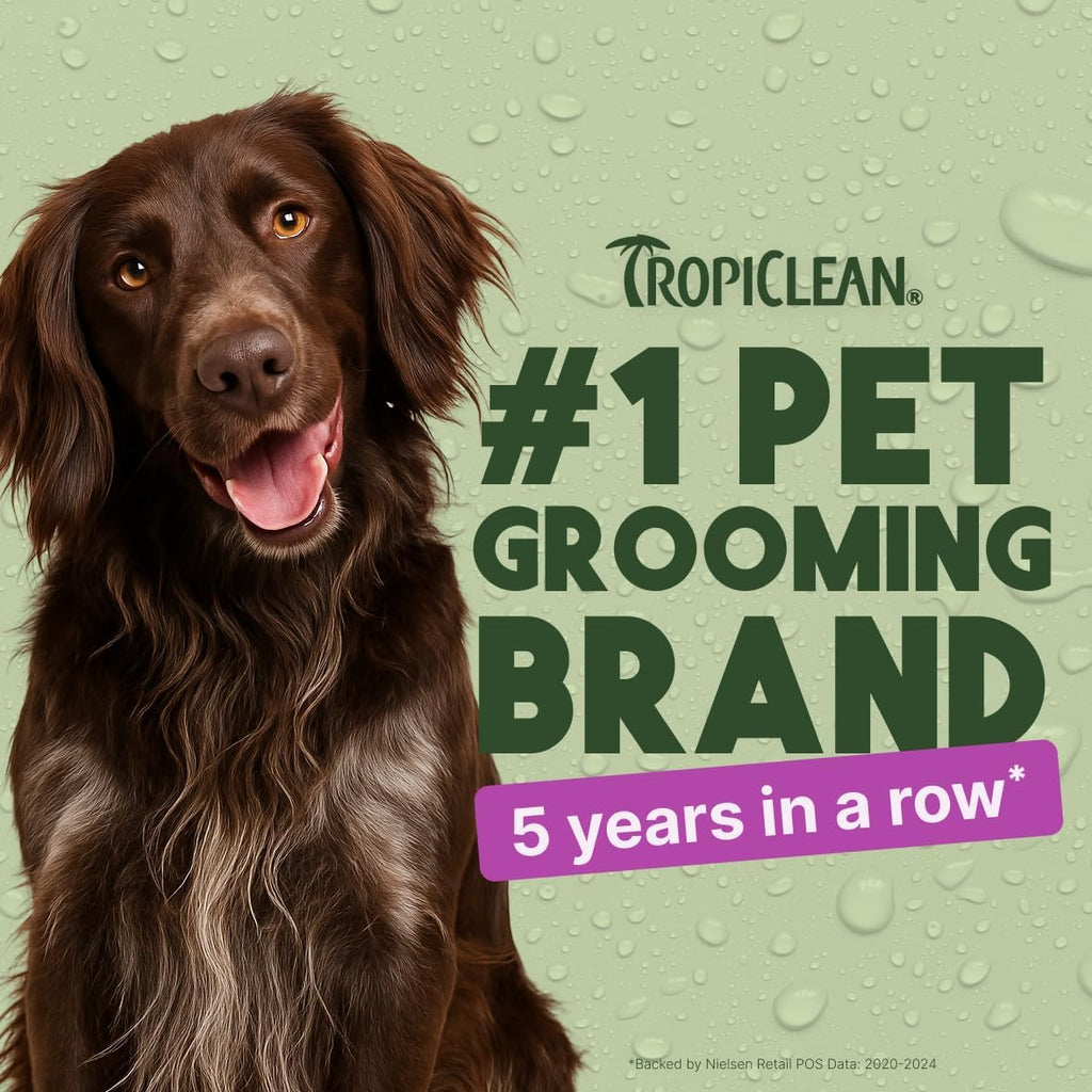 TropiClean Dog Detangler Spray Dematting, Leave in Conditioner, Perfect for Doodles & All Coat Types, Sweet Refreshing Scent, Made in the USA, 16 oz.