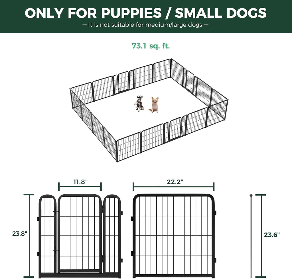 FXW Homeplus Unleashed Indoor Dog Playpen - Stress-Free and Safe Play, Heavy Duty 24 Inch 18 Wire Panels Dog Pen for Puppy and Small Dogs, Black│Patented