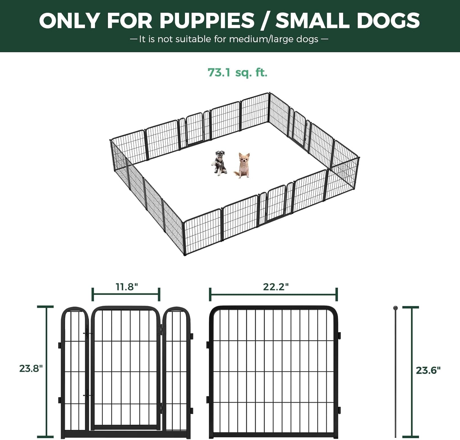 FXW Homeplus Unleashed Indoor Dog Playpen - Stress-Free and Safe Play, Heavy Duty 24 Inch 18 Wire Panels Dog Pen for Puppy and Small Dogs, Black│Patented