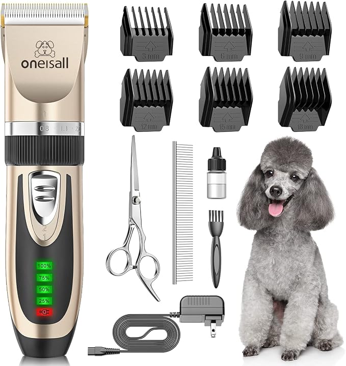 oneisall Dog Clippers Low Noise, 2-Speed Quiet Dog Grooming Kit Rechargeable by oneisall