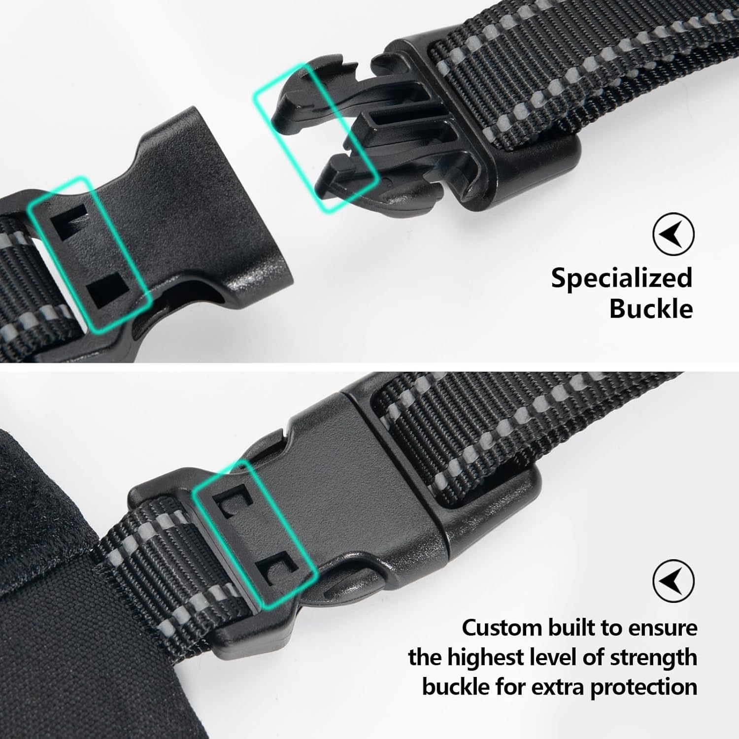 PHOEPET 2019 Upgraded No Pull Dog Harness, Reflective Adjustable Vest, with a Training Handle + 2 Metal Leash Hooks+ 3 Snap Buckles +4 Slide Buckles(L, Black)
