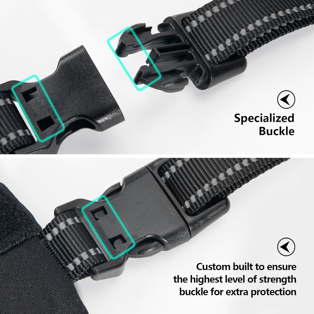 PHOEPET 2019 Upgraded No Pull Dog Harness, Reflective Adjustable Vest, with a Training Handle + 2 Metal Leash Hooks+ 3 Snap Buckles +4 Slide Buckles(M, Black)