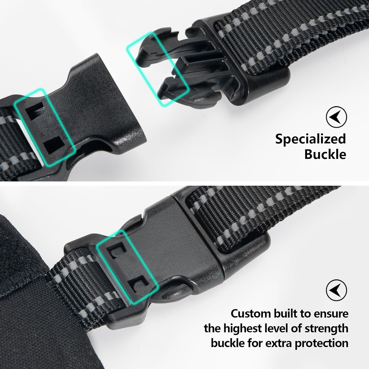 PHOEPET 2019 Upgraded No Pull Dog Harness, Reflective Adjustable Vest, with a Training Handle + 2 Metal Leash Hooks+ 3 Snap Buckles +4 Slide Buckles(XL, Black)