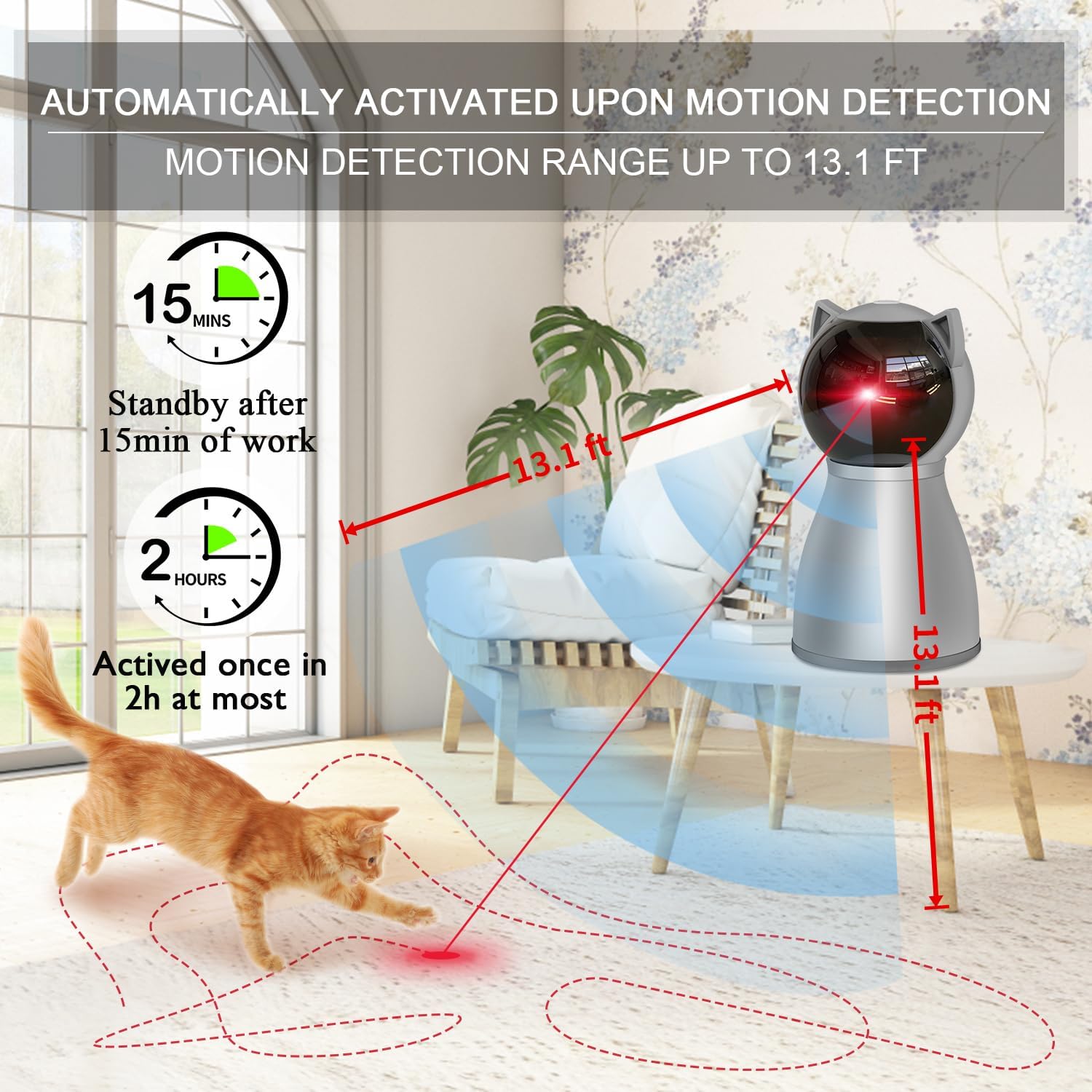 Laser Cat Toys for Indoor Cats,The 4th Generation Real Random Trajectory Motion Activated Rechargeable Automatic Cat Laser Toy,Interactive Cat Toys for Bored Indoor Adult Cats/Kittens (Gray)