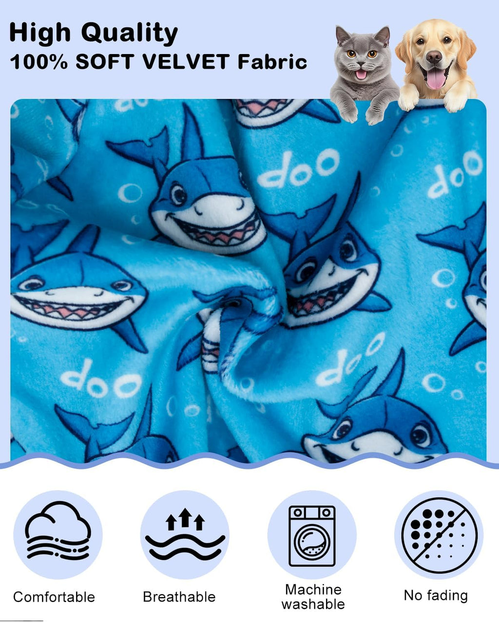 CuteBone Shark Costume Dog Pajamas, Stretchy Spandex Crystal Velvet Sleepwear Coat for Small Dogs, Soft & Warm Pet Outfit Clothes for Cold Weather, Cozy Pullover Design COSP07M