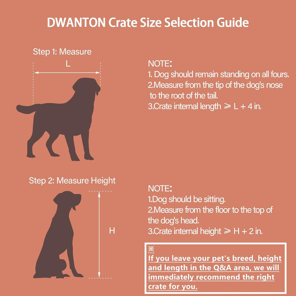 DWANTON Dog Crate Furniture with Cushion, Wooden Kennel Table with Double Doors, Indoor Dog House, Large Size, 38.5" L, Dark Gray