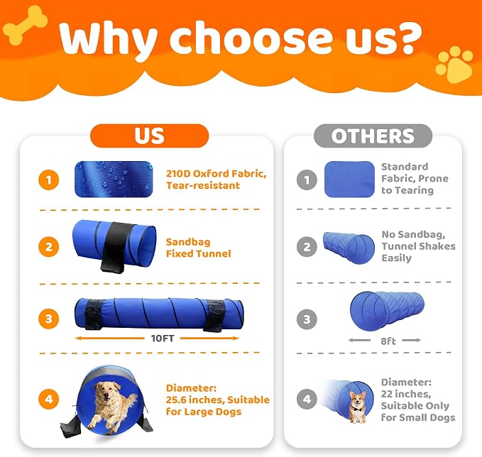25.6in 10FT Dog Agility Tunnel, Dog Tunnel - Image 6