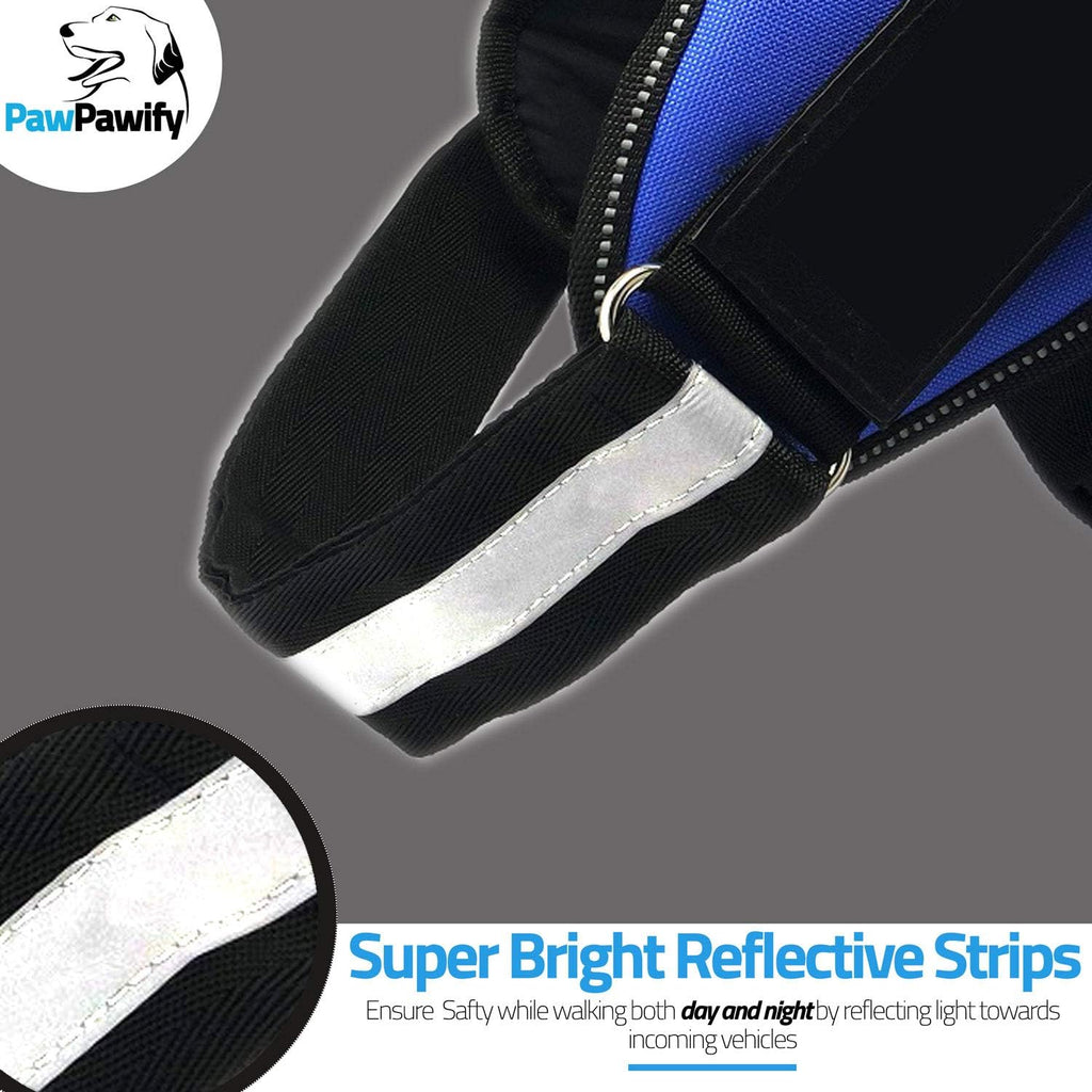 PawPawify Custom No Pull Dog Harness with Name and Phone Number, Heavy Duty Personalized Pet Vest to Prevent Tugging, Pulling, or Choking, Training and Walking (Blue, L (40-60 LBS))