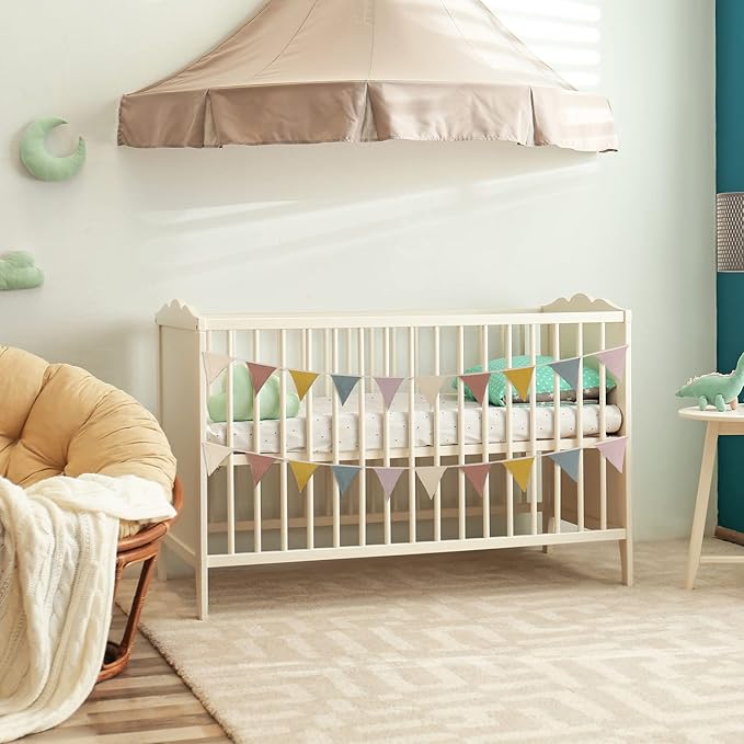 Oudain 15.5 ft Pennant Banner Flags, 2 Pcs Nursery Garland Triangle Bunting Flag Baby Banner for Nursery Decor Baby Birthday Boho Wedding Shower Party Event, Each 7.75 ft(Rainbow Color)
