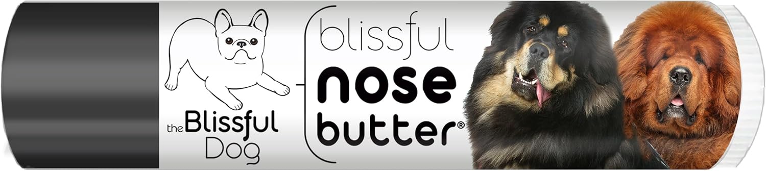 The Blissful Dog Tibetan Mastiff Nose Butter for Dry, Cracked Skin, Lick-Safe Dog Nose Balm with Moisturizing Shea Butter, Almond, Olive, and Essential Oils, Pet Supplies, Uncented, 0.15 oz.