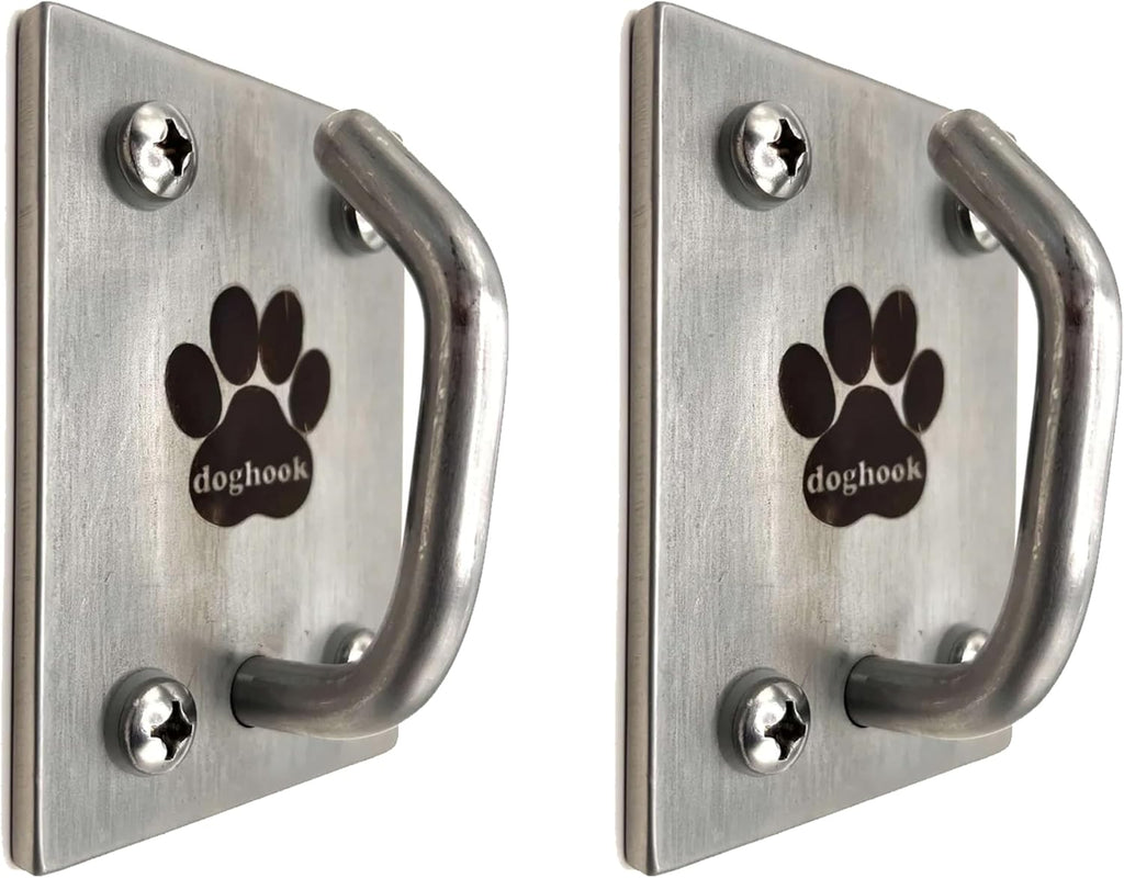 Canine Hitch- Secure Dog Leash Parking Mounted Indoor – Outdoor Wall Hook - Tie Out Stainless Steel Practical Lead Management for Home & Business, Ultimate Strength 2 Pack