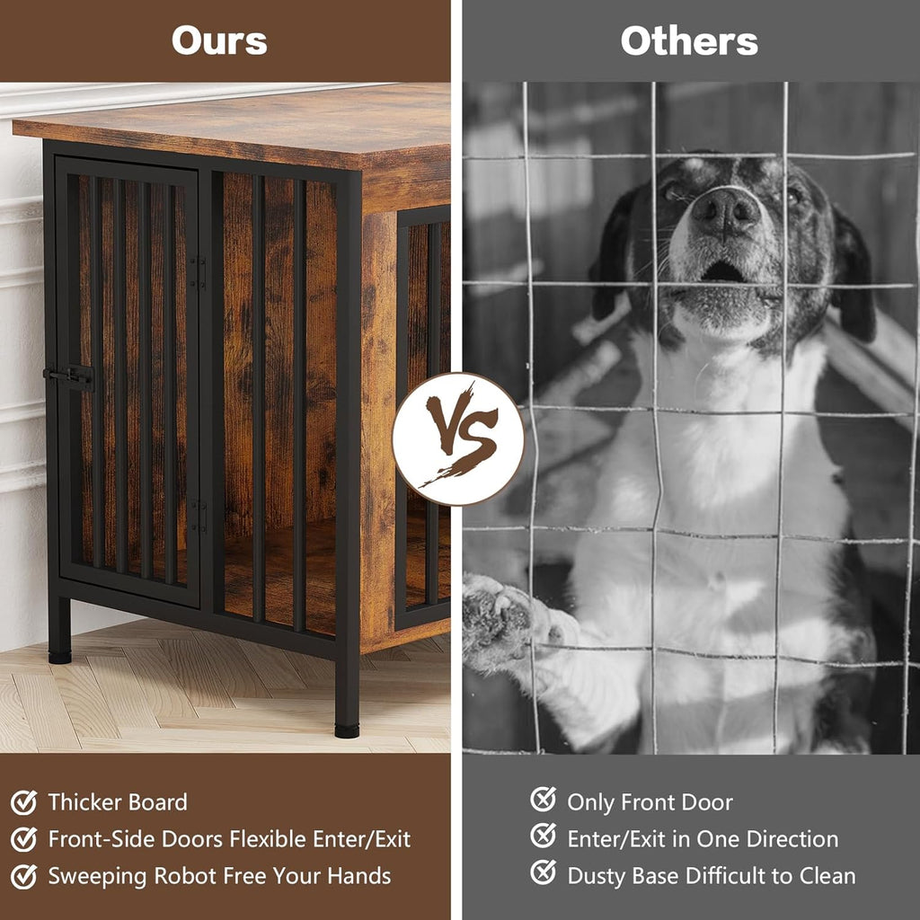 EasyCom 31.5" Small Dog Crate Furniture, Chew-Resistant Dog Crates for Small and Medium Dogs, Dog Kennel Furniture Indoor with 2 Doors and 3.94" Raised Feet, as TV Stand, End Table, Crate Table