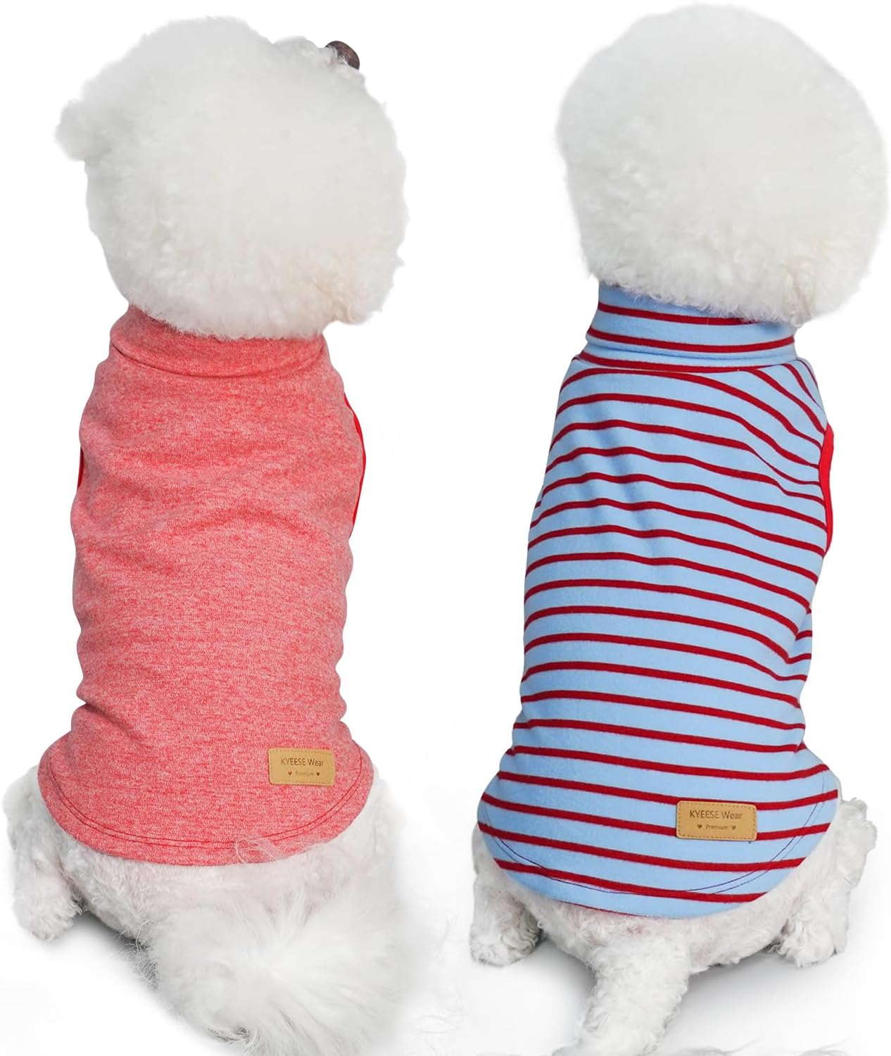 KYEESE 2Pack Dog Sweater Pullover Dog Sweaters for Small Dogs Girl Stretchy Pet Sweatshirt Small Pets Sweaters Turtleneck Pet Coats Warm Dachshund Clothes Soft Dogs Clothes