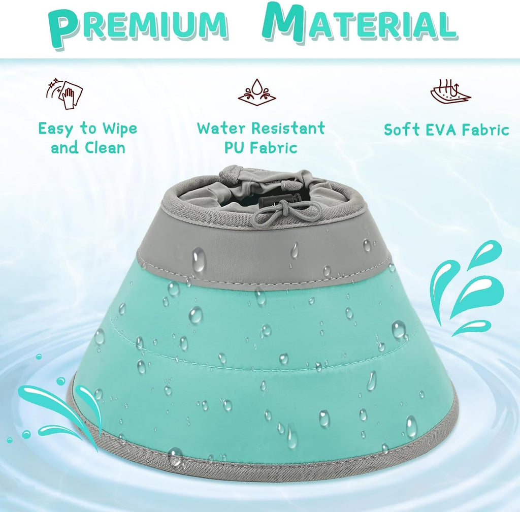 Cat Cone Collar Soft to Stop Licking, Adjustable, Foldable Lightweight Kitten Cones After Surgery Recovery for Cats & Kittens, Cat Cone Alternative (Solid Green, S)