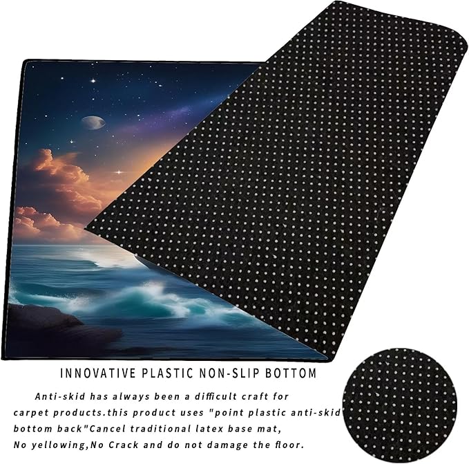 6' x 9' Nautical Ship Rug for Kids Room Galaxy Ferry Boat Rugs for Boys Bedroom Ocean Cloud Carpet Sun Planet Printed Throw Rugs for Teens Living Room,180x275cm