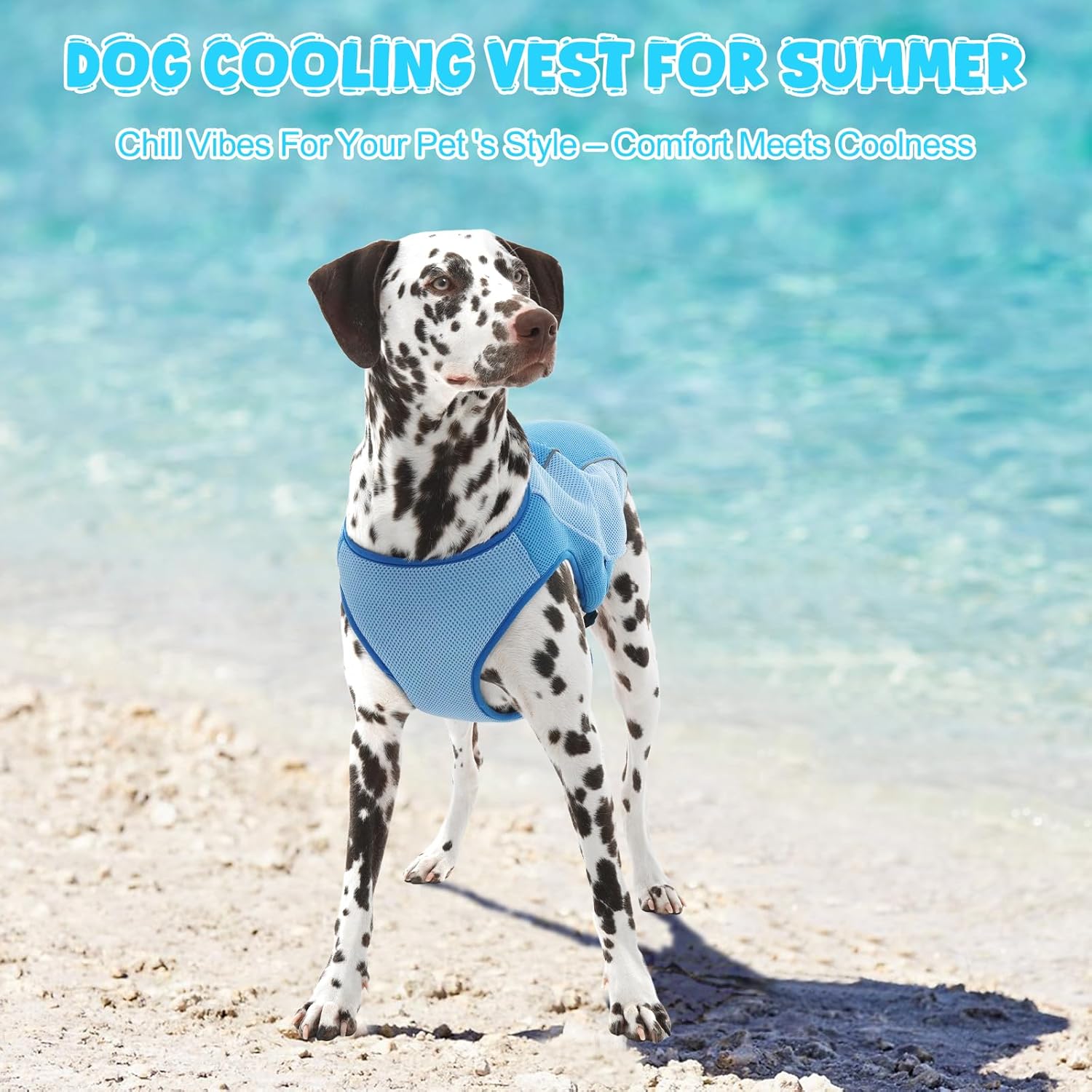 ROZKITCH Dog Cooling Vest, Evaporation Cooler Jacket with Adjustable Buckle for Outdoor Hunt Camp Training Reflective Design for Summer, UV Protection Dog Cooling Jacket Blue M