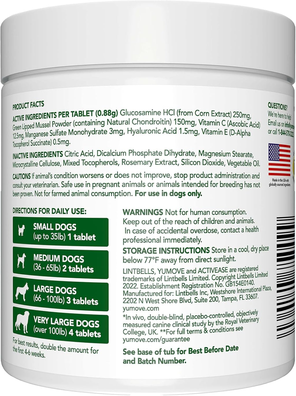 YuMOVE Hip & Joint Supplement for Dogs with Glucosamine, Hyaluronic Acid, Green Lipped Mussel & Omega 3 Joint Supplement - Regular or Advanced Strength (120ct, Chewable Tablets)