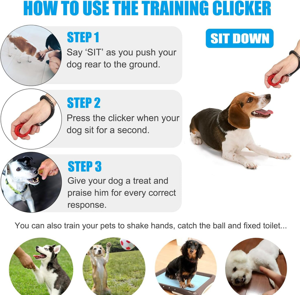 Dog Clicker for Training, 2 Pack Dog Training Clicker, Clicker Dog Training with Wrist Strap, Pet Training Clicker, Perfect for Dog Cat Puppies Behavioral Training (Red and Yellow)