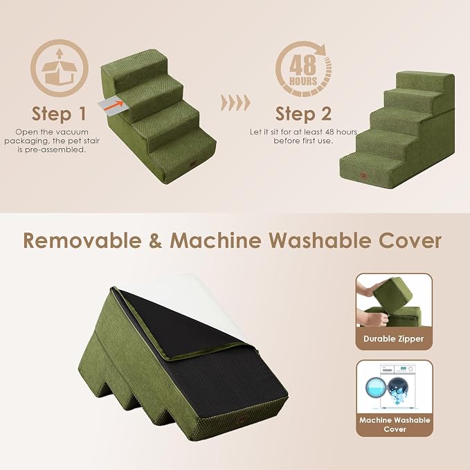 EHEYCIGA Dog Stairs for High Bed 22.5" H, 5-Step Dog Steps for Bed, Pet Steps - Image 6