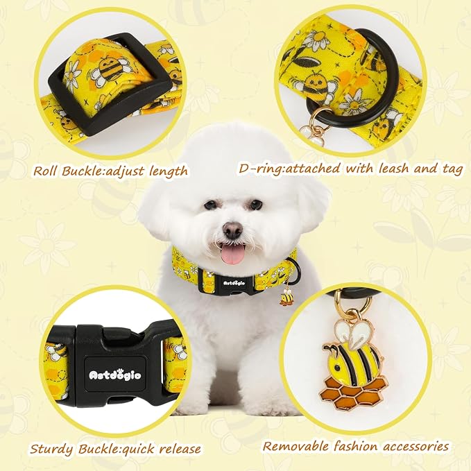 Yellow Dog Collar for Small Dogs, Spring & Summer Theme Small Dog Collars - Image 4