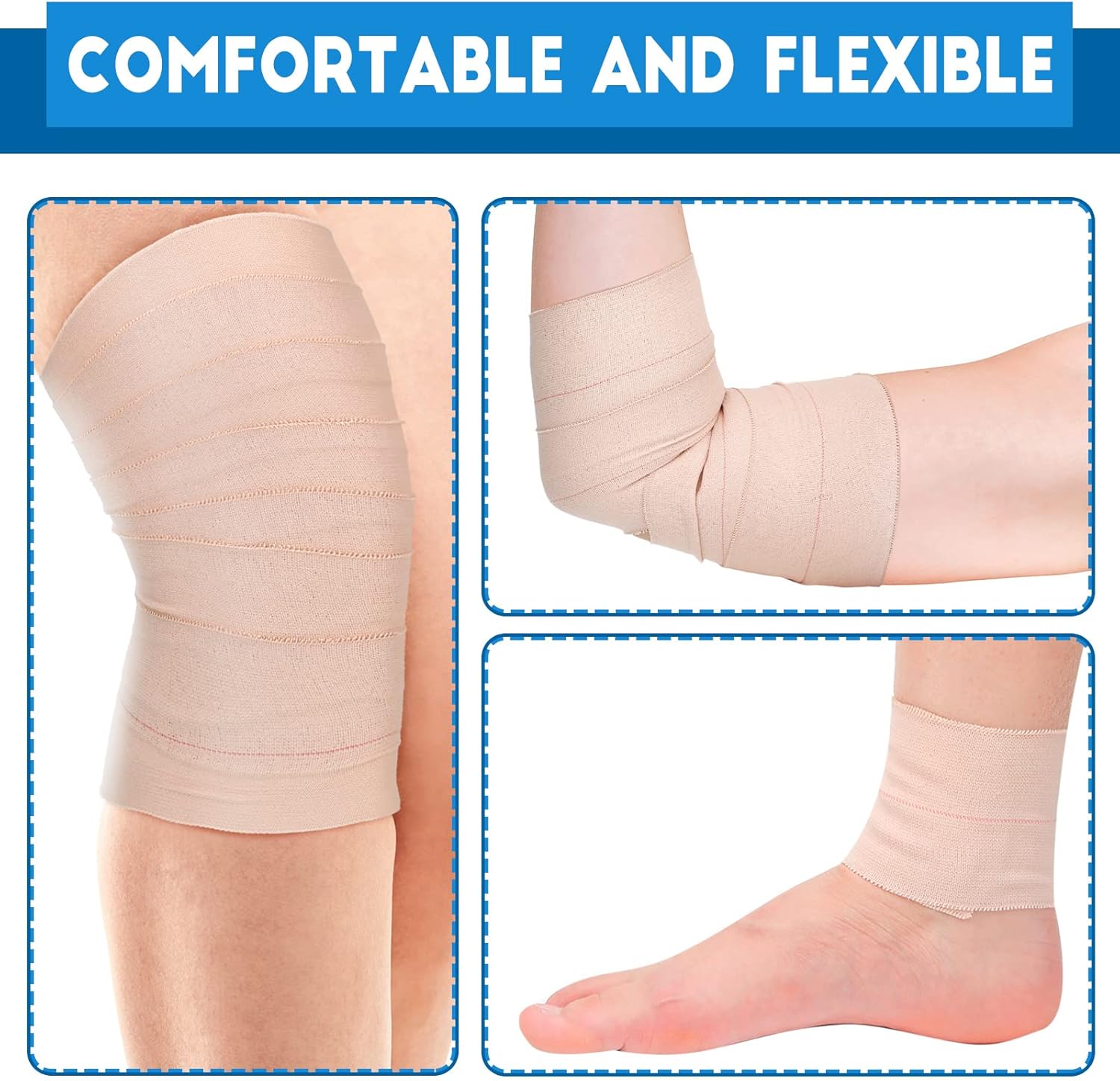 Nuanchu 16 Rolls Elastic Adhesive Bandage Tape Self Adherent Cohesive Flexible Stretch Elastic Athletic Tape for Sports Ankle Knee and Wrist, Vet Wrap for Horses Pets Cats Dogs(4 Inch x 5 Yard)
