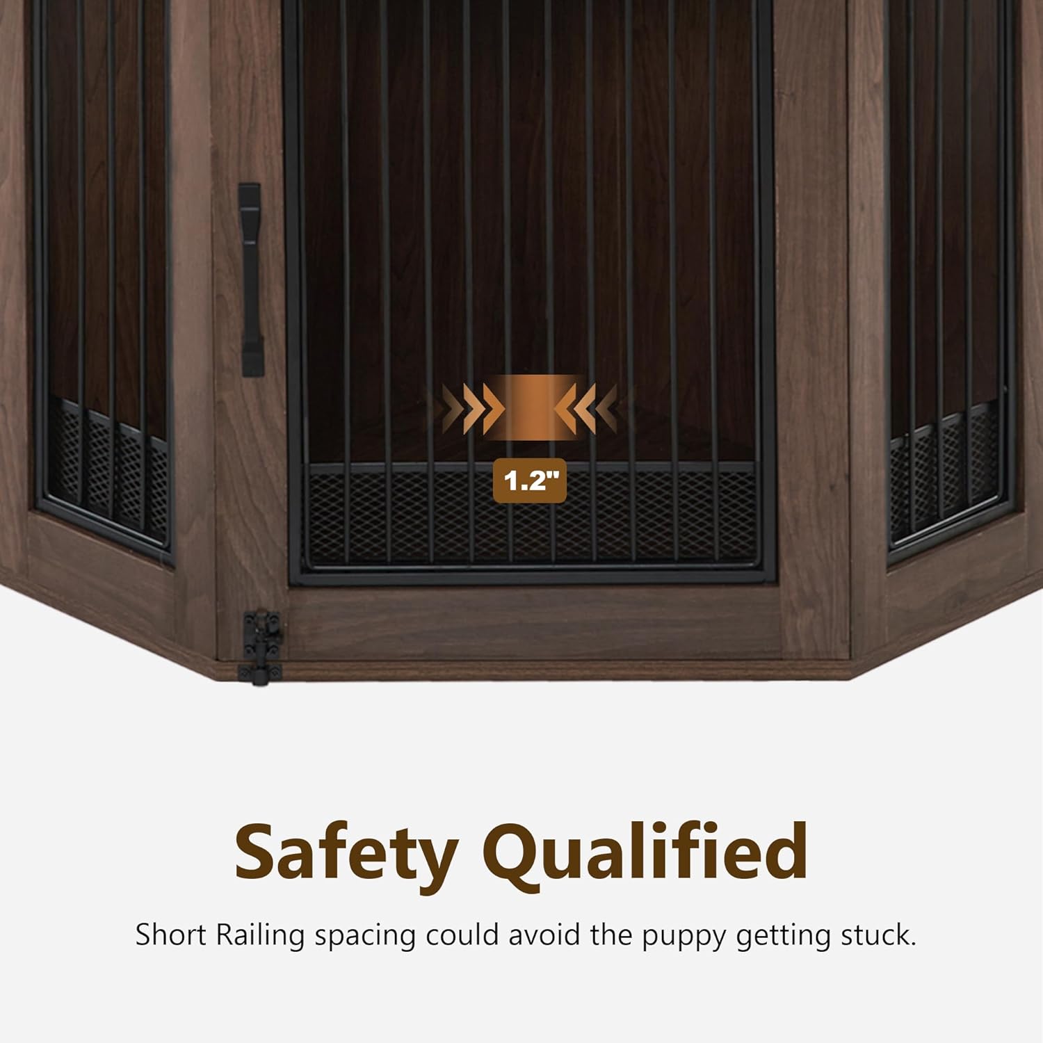 MCombo Small Corner Dog Crate Furniture with Glass Shelves, Wooden Dog Kennel Furniture with Door, Pet Crate Indoor Use, CN17 (Brown)