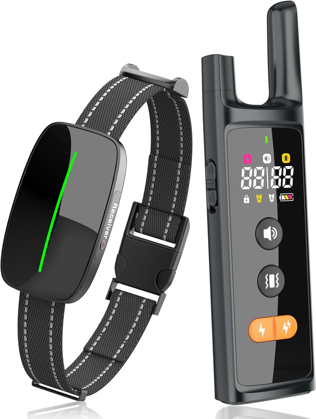 Dog Training Shock Collar 4000FT Dog Bark Collar with Remote IP67 Waterproof 4 Training Modes Beep Vibration Shock Light Mode Magnetic Charger Electric Dogs Collar 8-25 inches Double Shock Iron Black