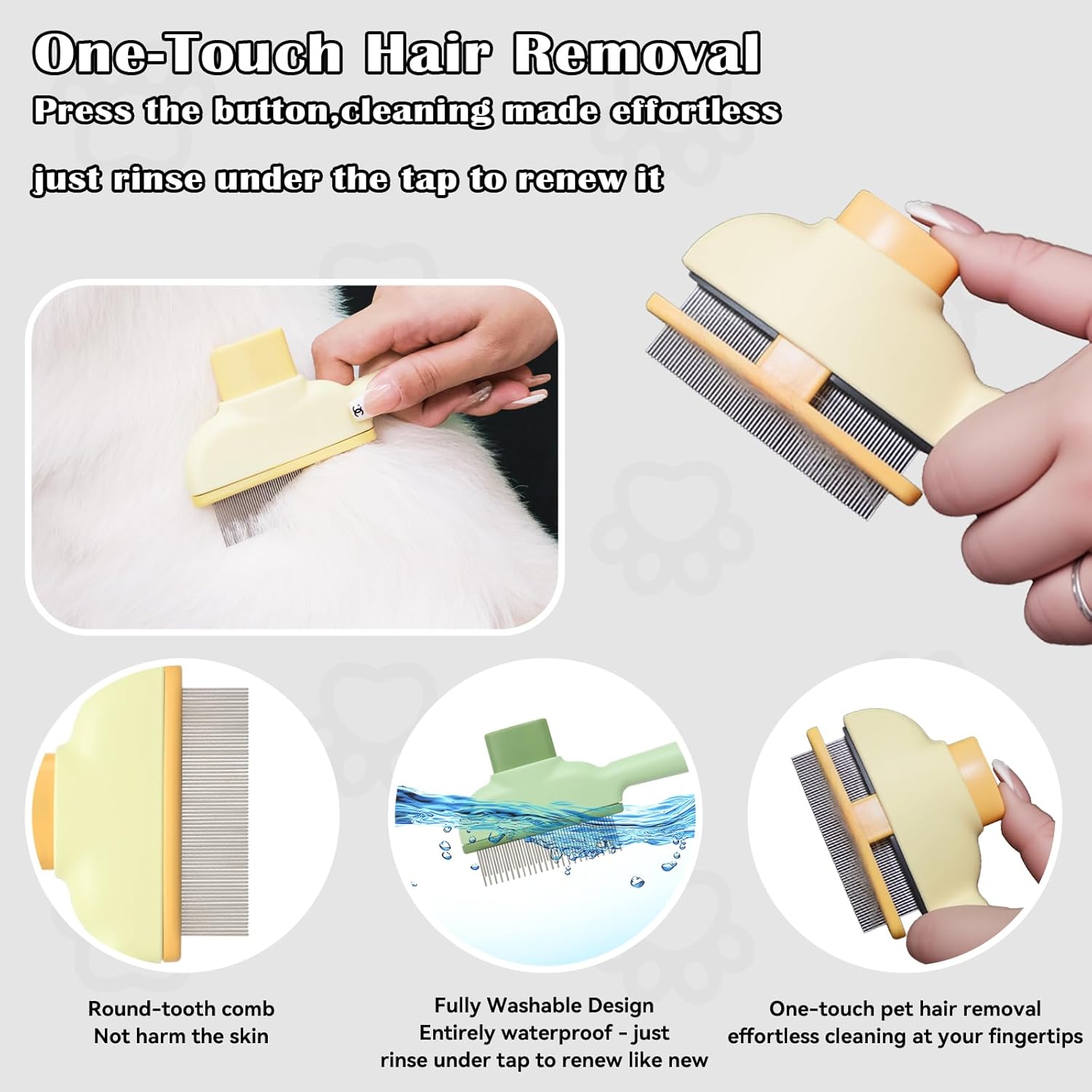 2 Pet Hair Removal Gloves, 2 Flea Combs for Cats and Dog，Reusable Electrostatic Gloves and Long & Short Flea Combs, 4 PCS pet hair removal tools