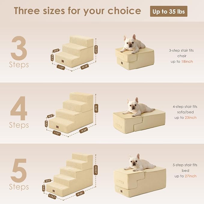 EHEYCIGA Dog Stairs for High Bed 22.5" H, 5-Step Dog Steps for Bed, Pet Steps - Image 2